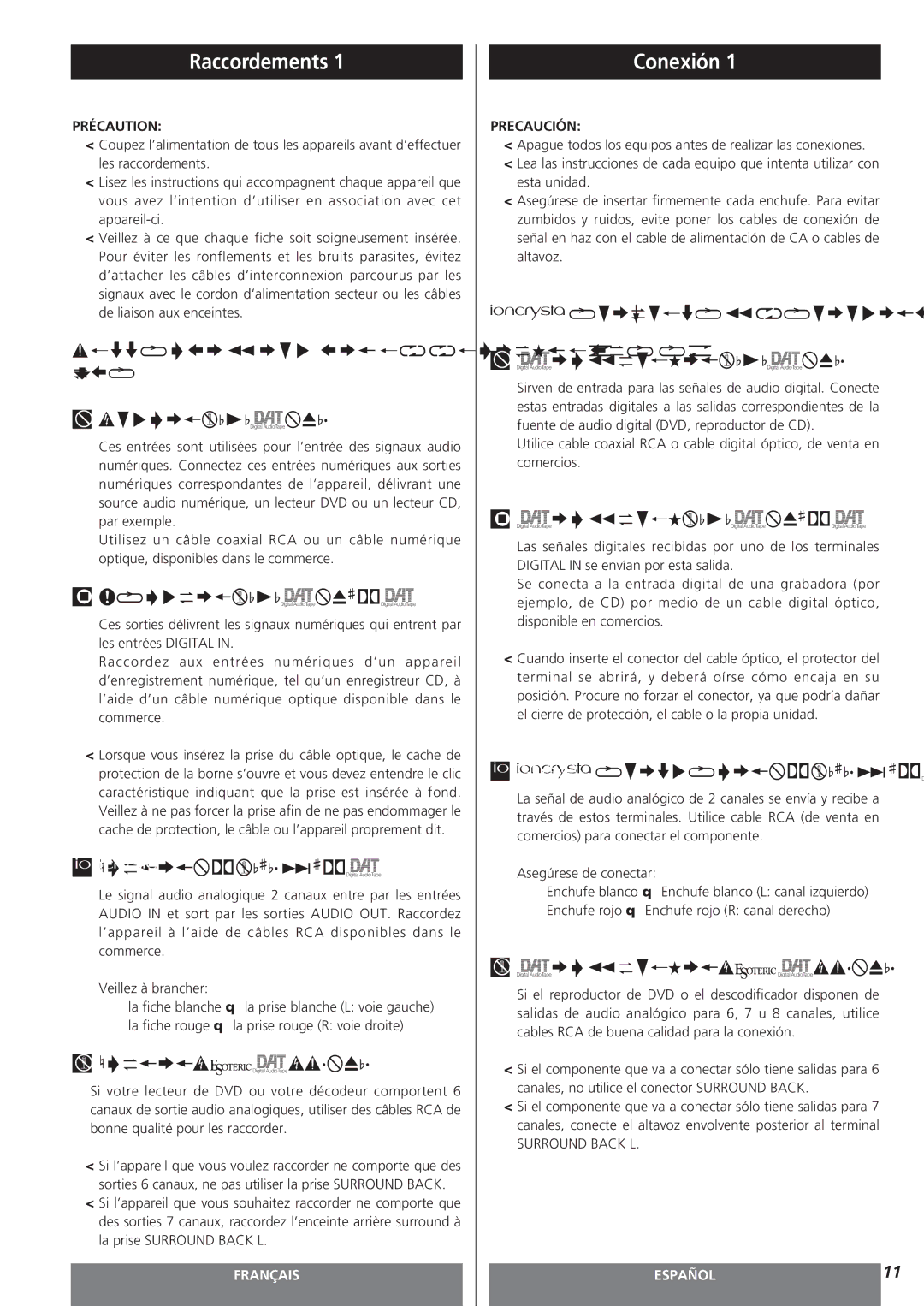 Teac AG-15D owner manual Raccordements, Conexión 