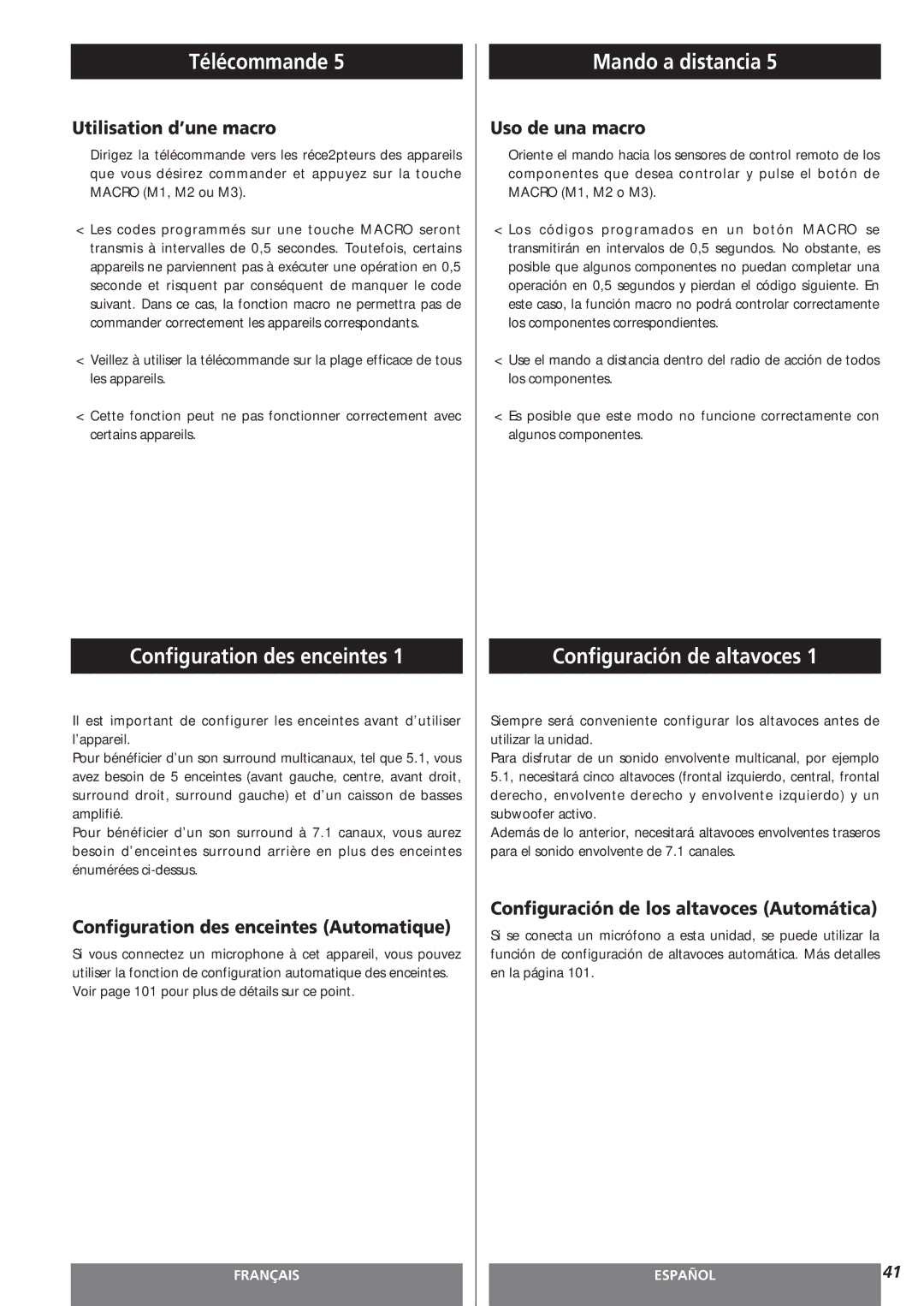 Teac AG-15D owner manual Configuration des enceintes, Configuración de altavoces 