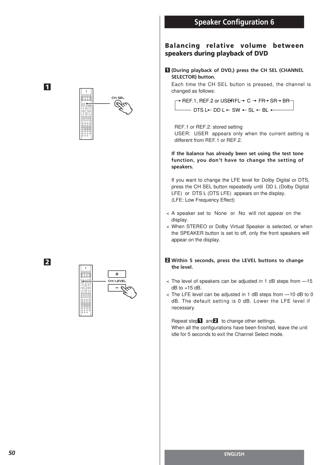 Teac AG-15D owner manual Speaker Configuration 