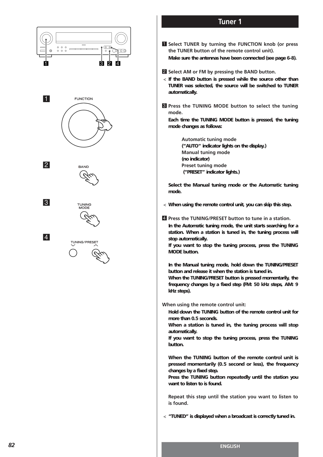 Teac AG-15D owner manual Tuner 