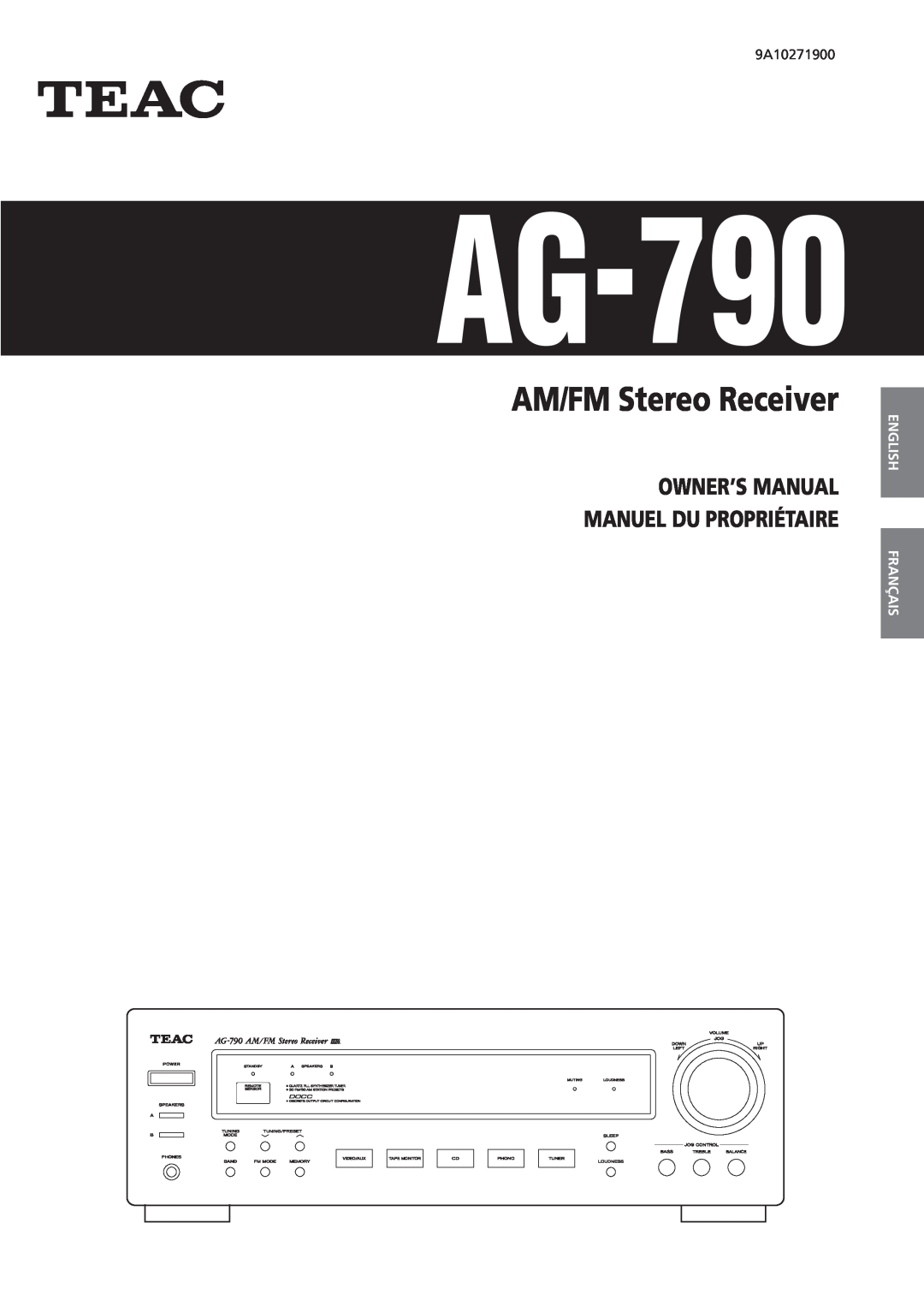 Teac AG-790 owner manual English, Français, AM/FM Stereo Receiver 