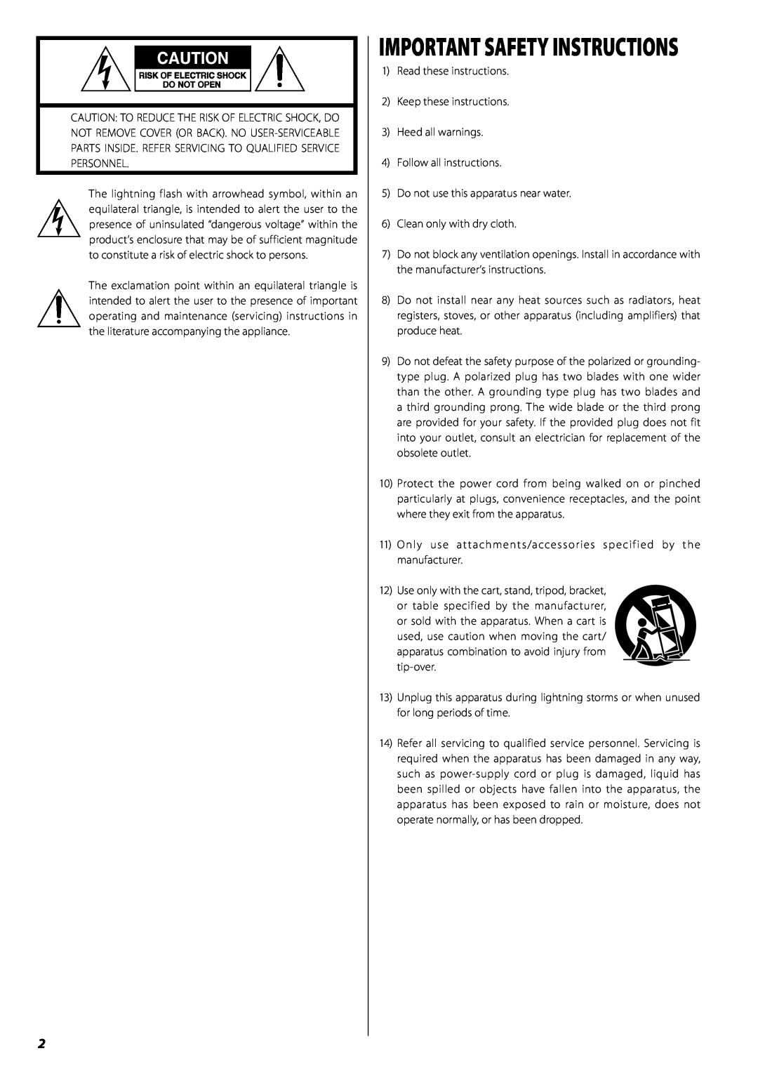 Teac AG-H380 owner manual Important Safety Instructions 