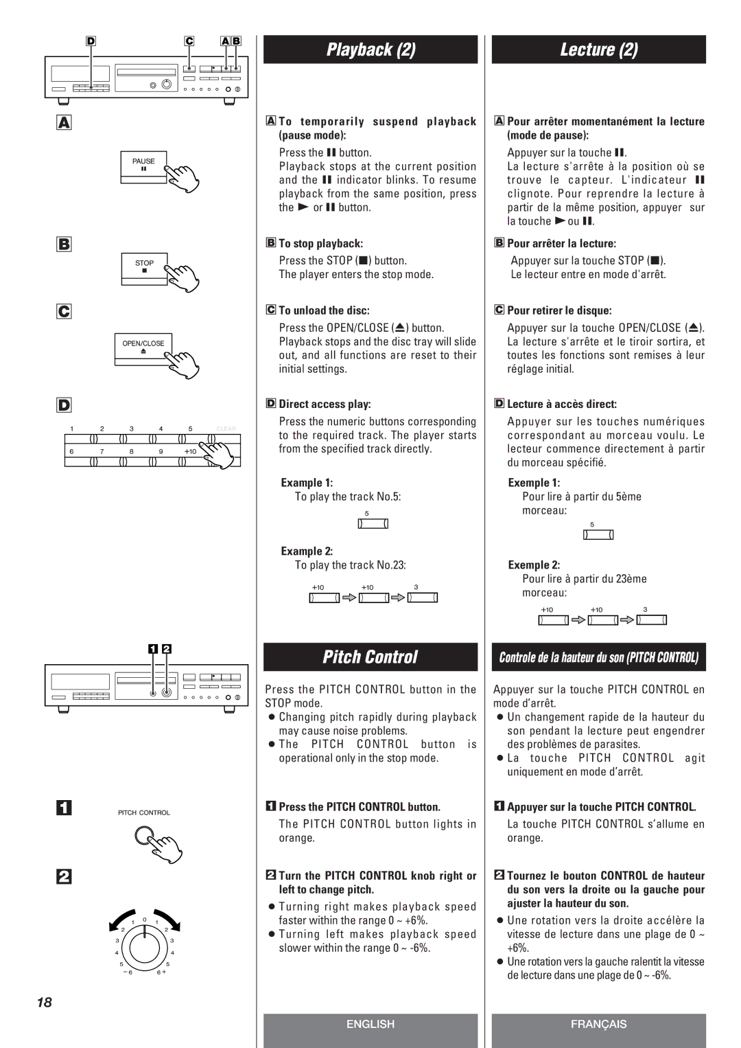 Teac CD-P140 owner manual Pitch Control 