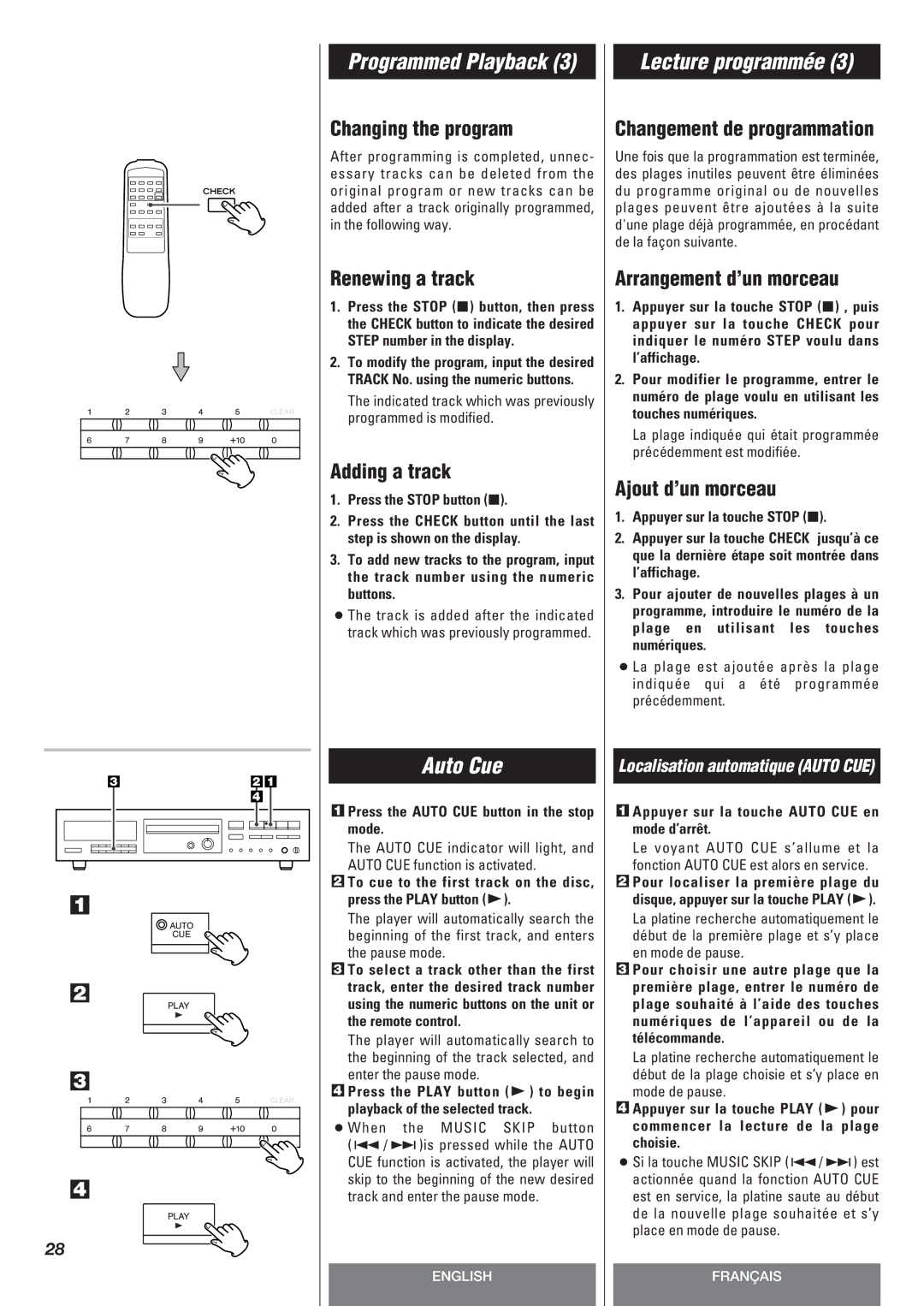 Teac CD-P140 owner manual Auto Cue 