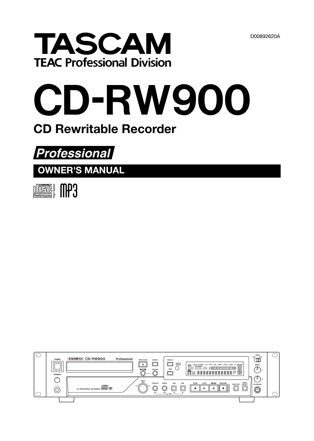 Teac CD-RW900CD owner manual 