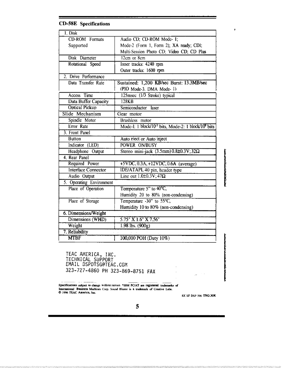 Teac CD58E manual 