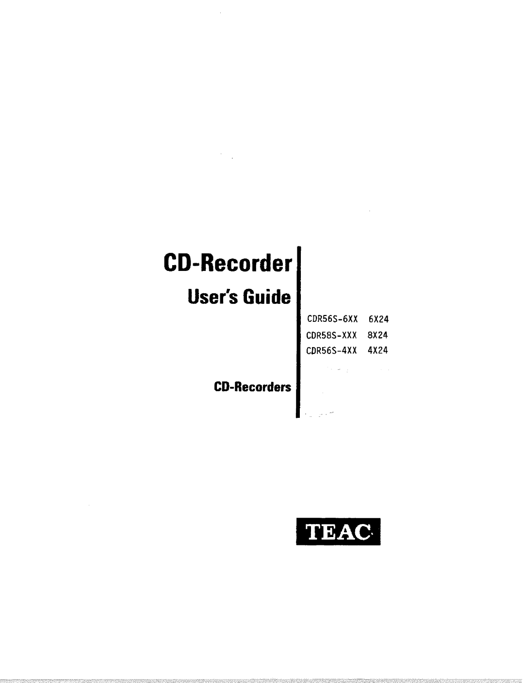 Teac CDR58S-XXX, CDR56S-6XX, CDR56S-4XX manual 