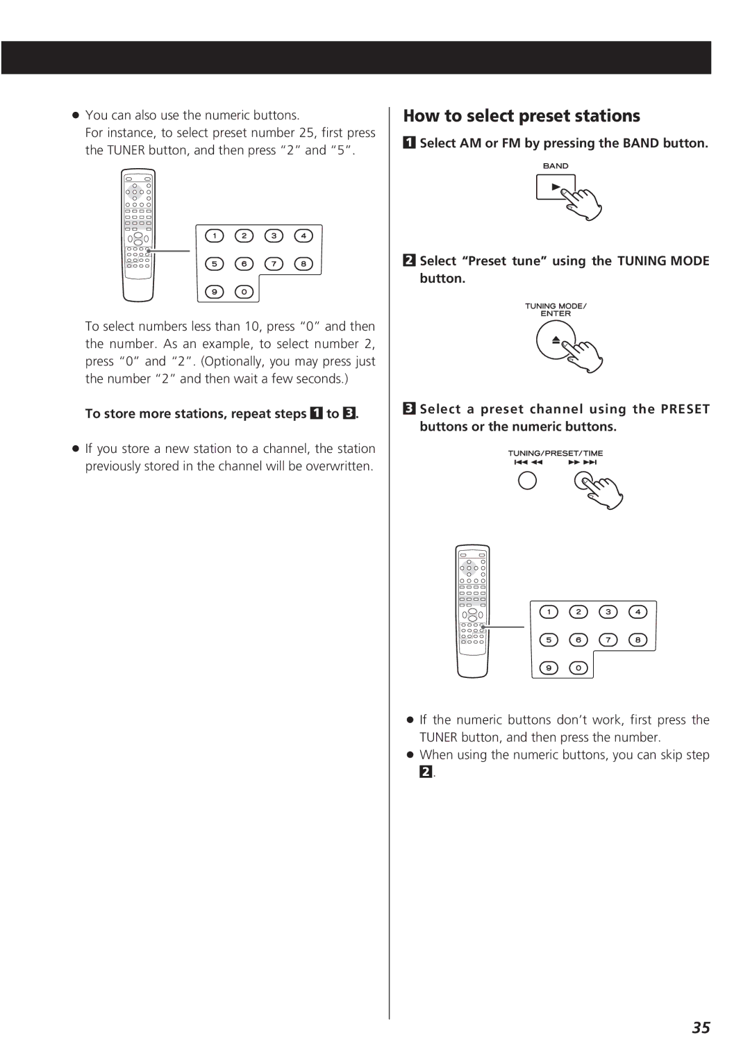 Teac CR-H227I owner manual How to select preset stations, To store more stations, repeat steps 1 to 