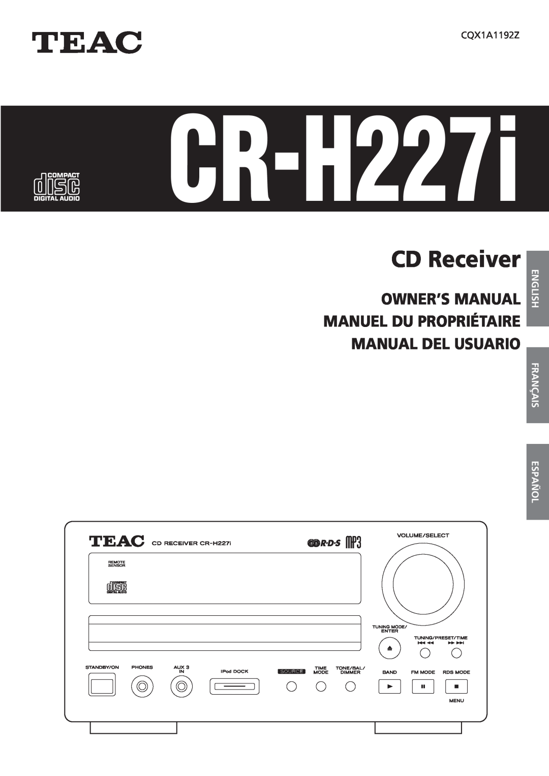Teac CR-H227I owner manual English Français Español, CR-H227i, CD Receiver 