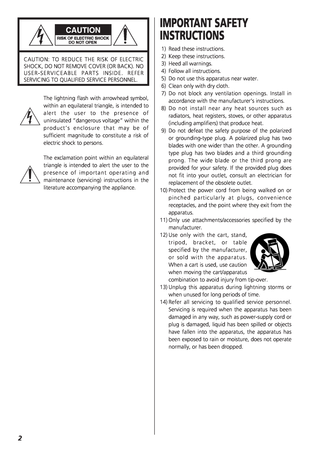 Teac CR-H227I owner manual Important Safety Instructions 