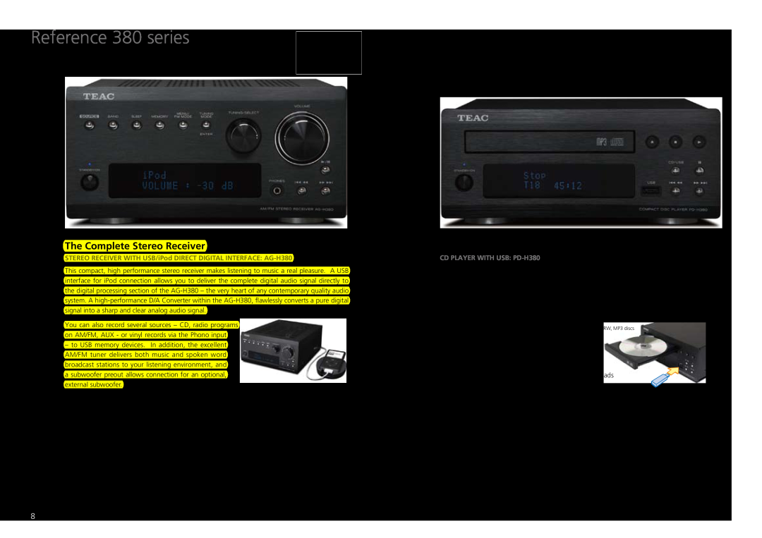 Teac PD-H380 Reference 380 series, The Complete Stereo Receiver, Impeccable Digital Replay, Versatile Playback Options 