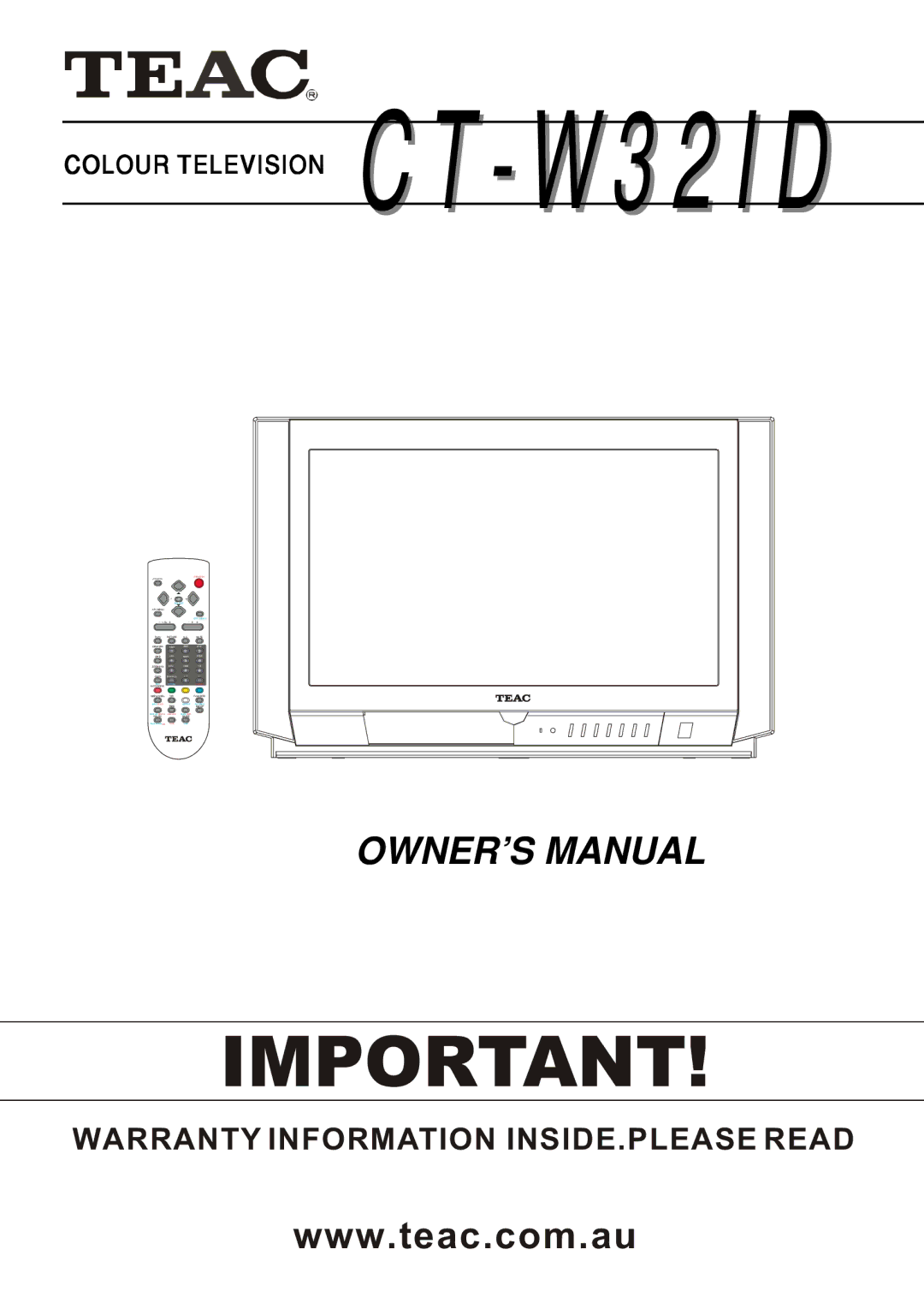 Teac CT-W32ID owner manual Warranty Information INSIDE.PLEASE Read 