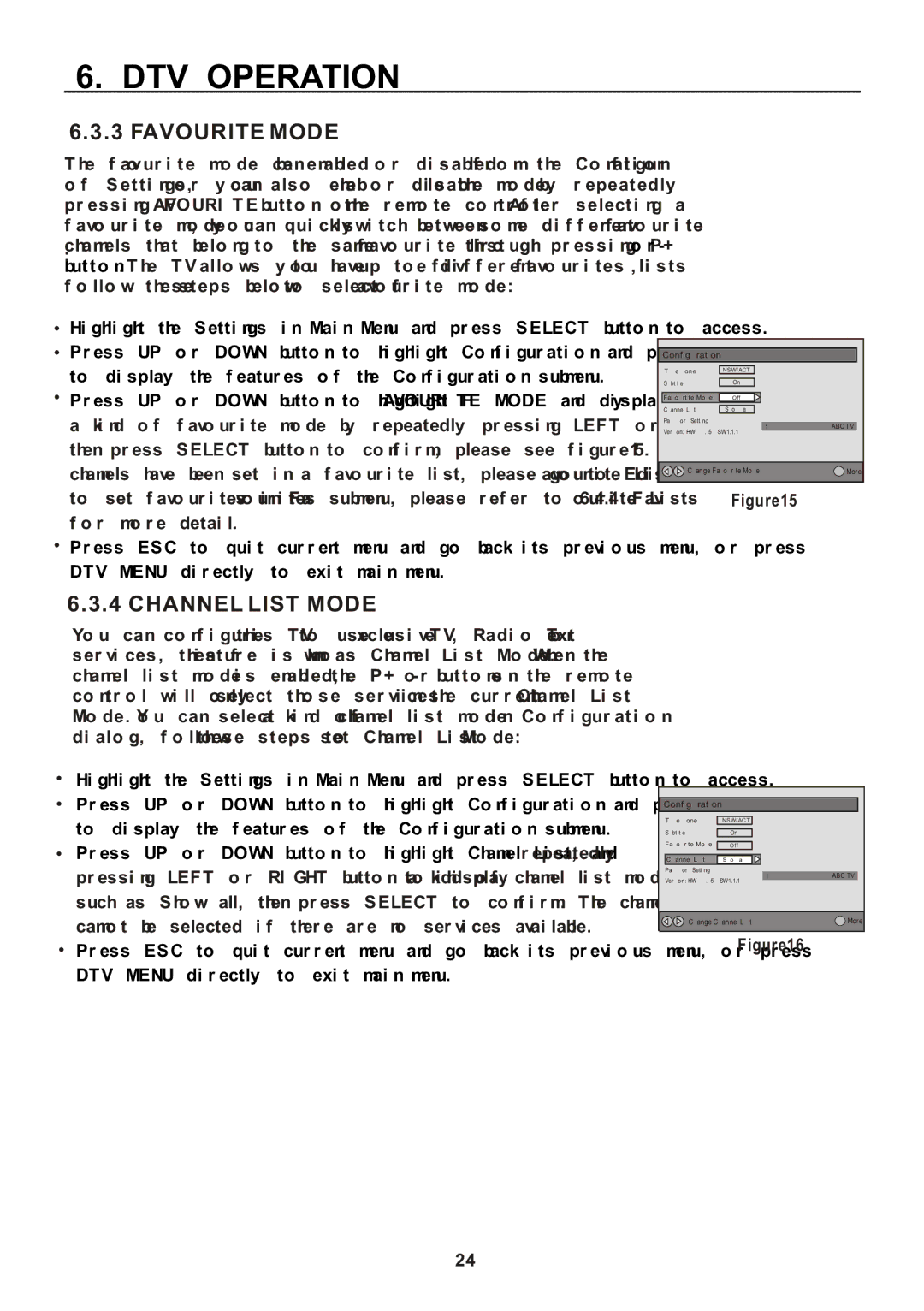 Teac CT-W32ID owner manual Favourite Mode, Channel List Mode 