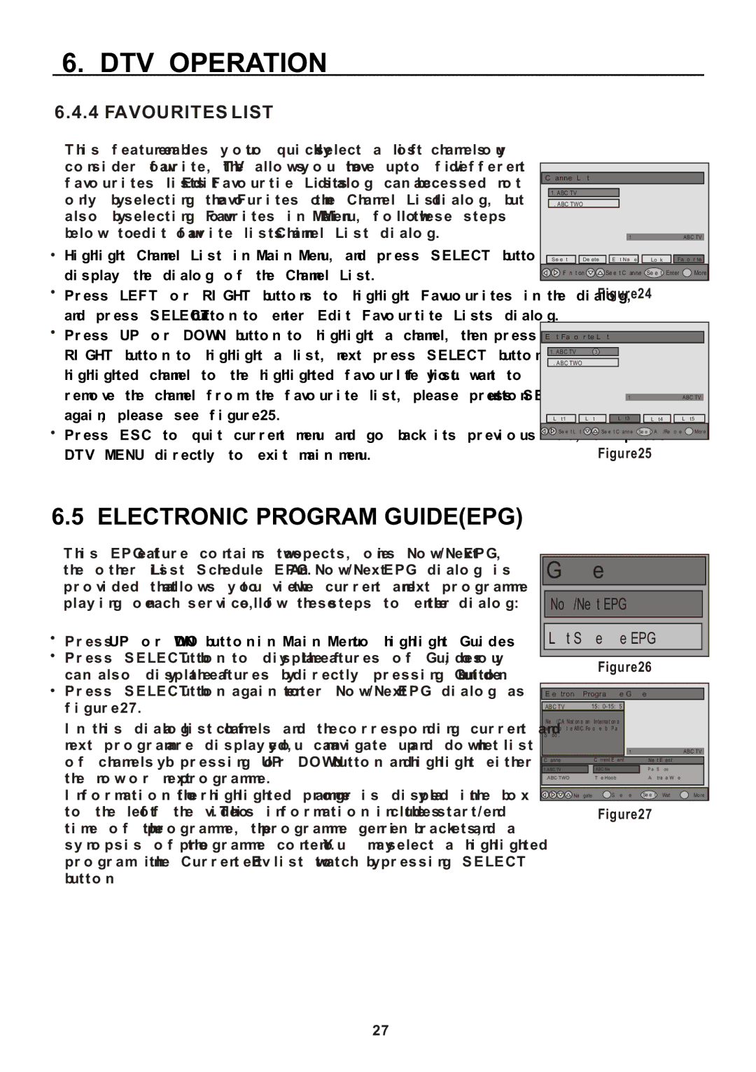 Teac CT-W32ID owner manual Electronic Program Guideepg, Favourites List 