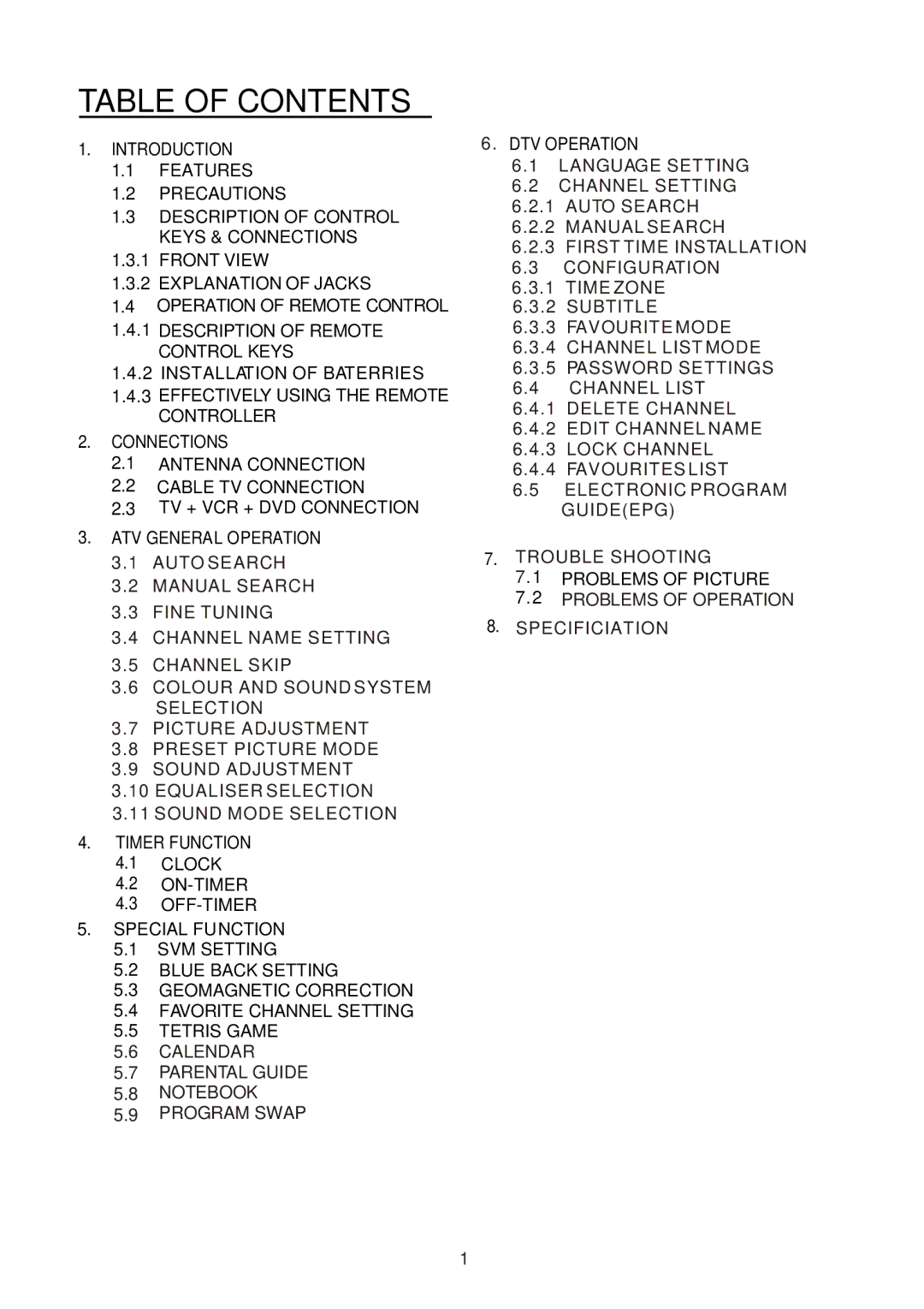 Teac CT-W32ID owner manual Table of Contents 