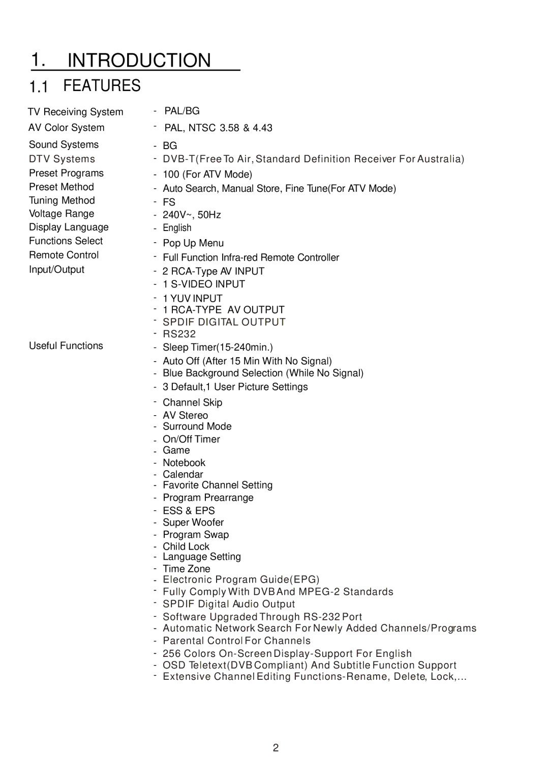 Teac CT-W32ID owner manual Introduction, Features 