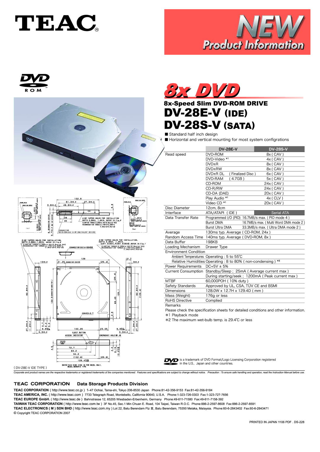 Teac DV-28E-V, DV-28S-V manual 