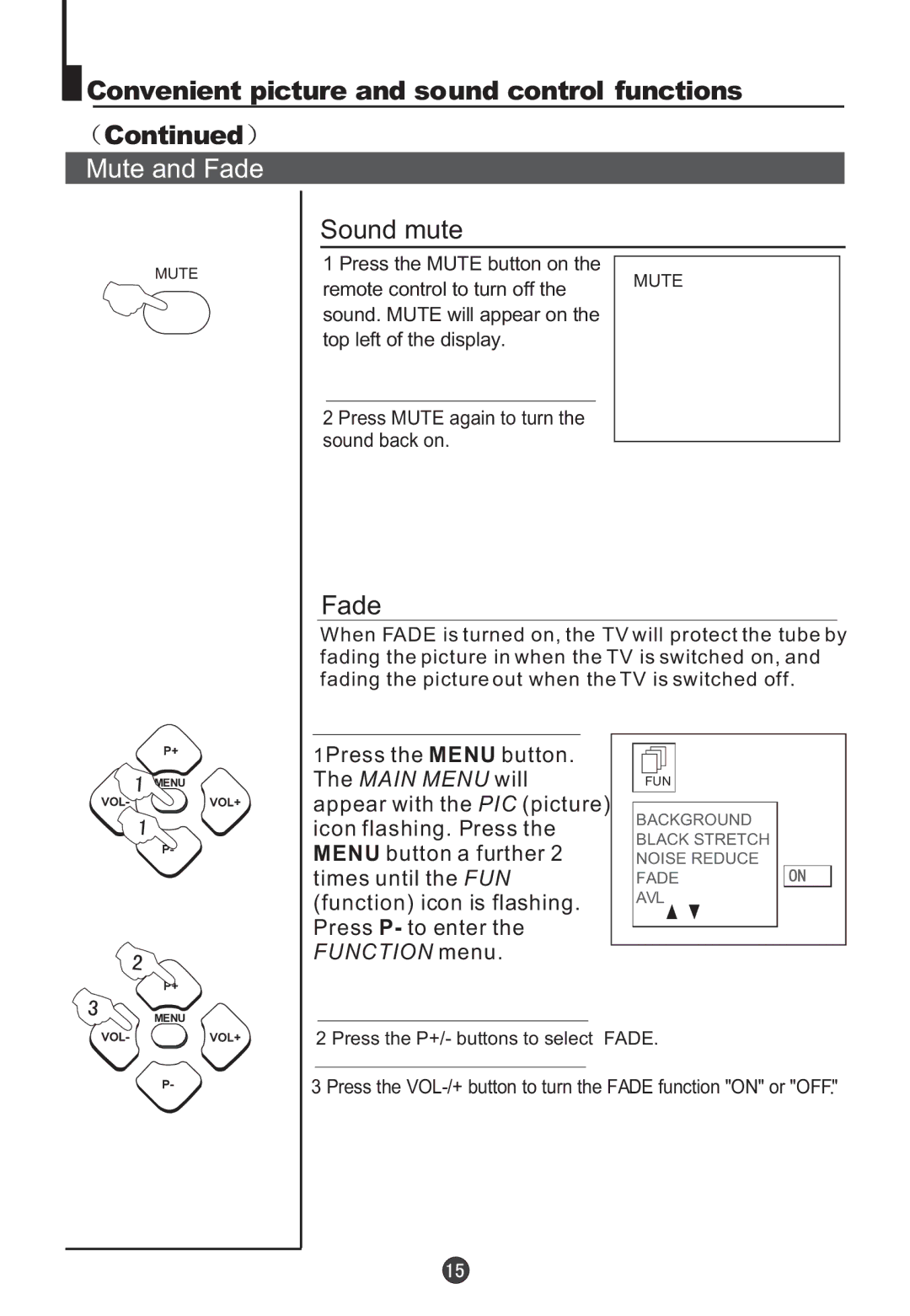 Teac DVTV5190F owner manual Mute and Fade, Sound mute 