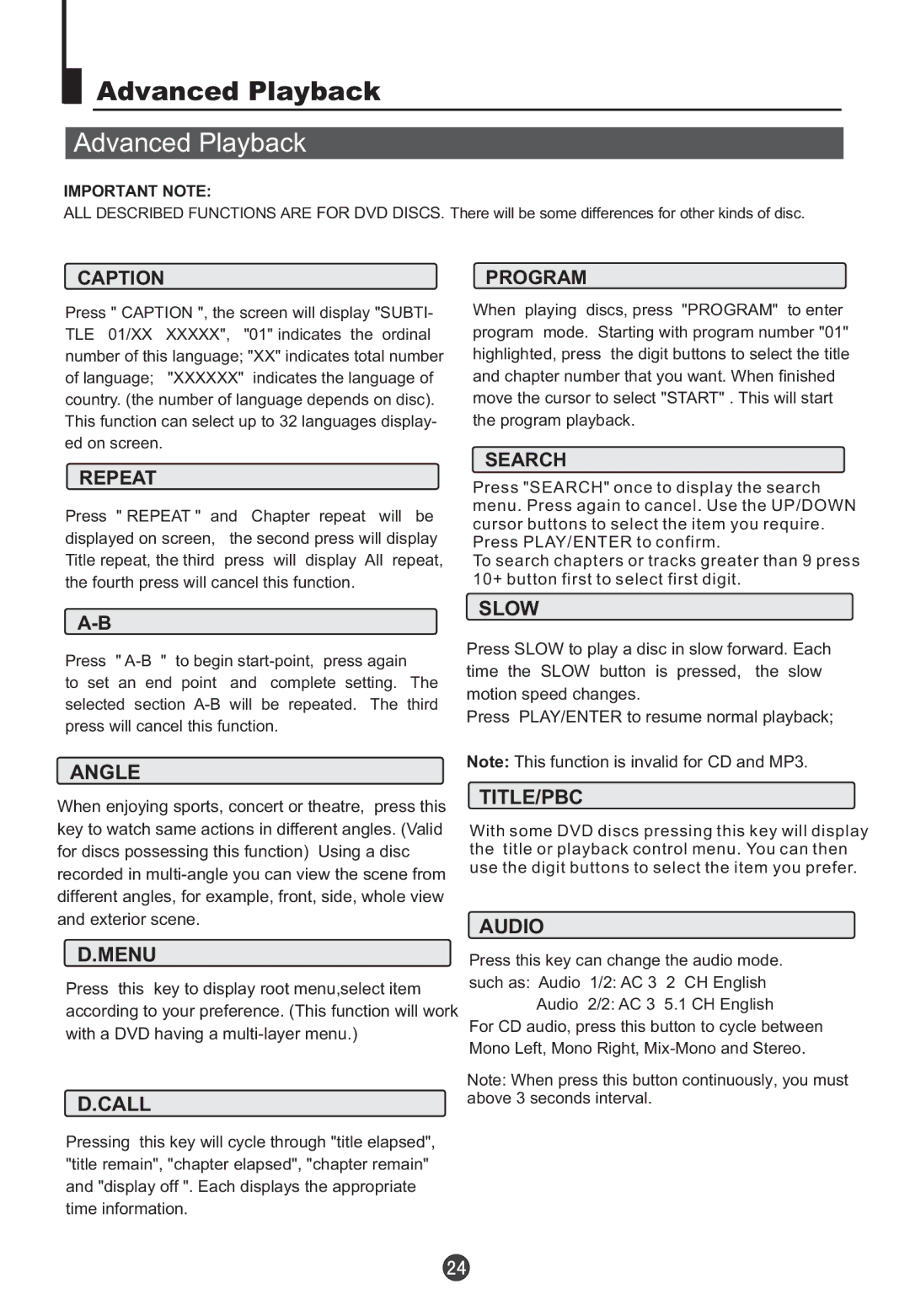 Teac DVTV5190F owner manual Advanced Playback 