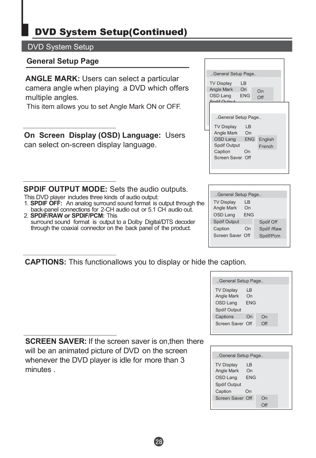 Teac DVTV5190F owner manual General Setup 