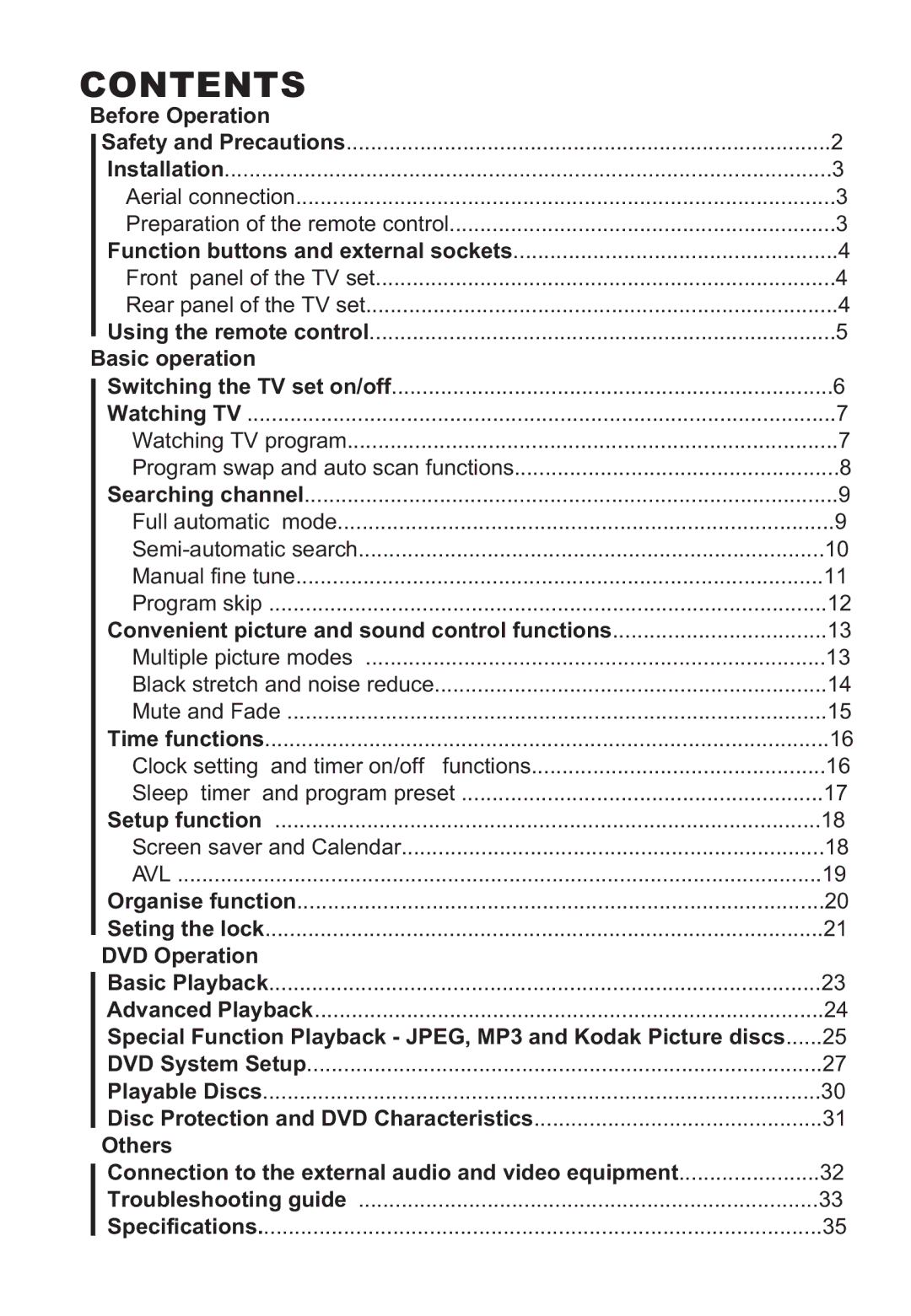 Teac DVTV5190F owner manual Contents 