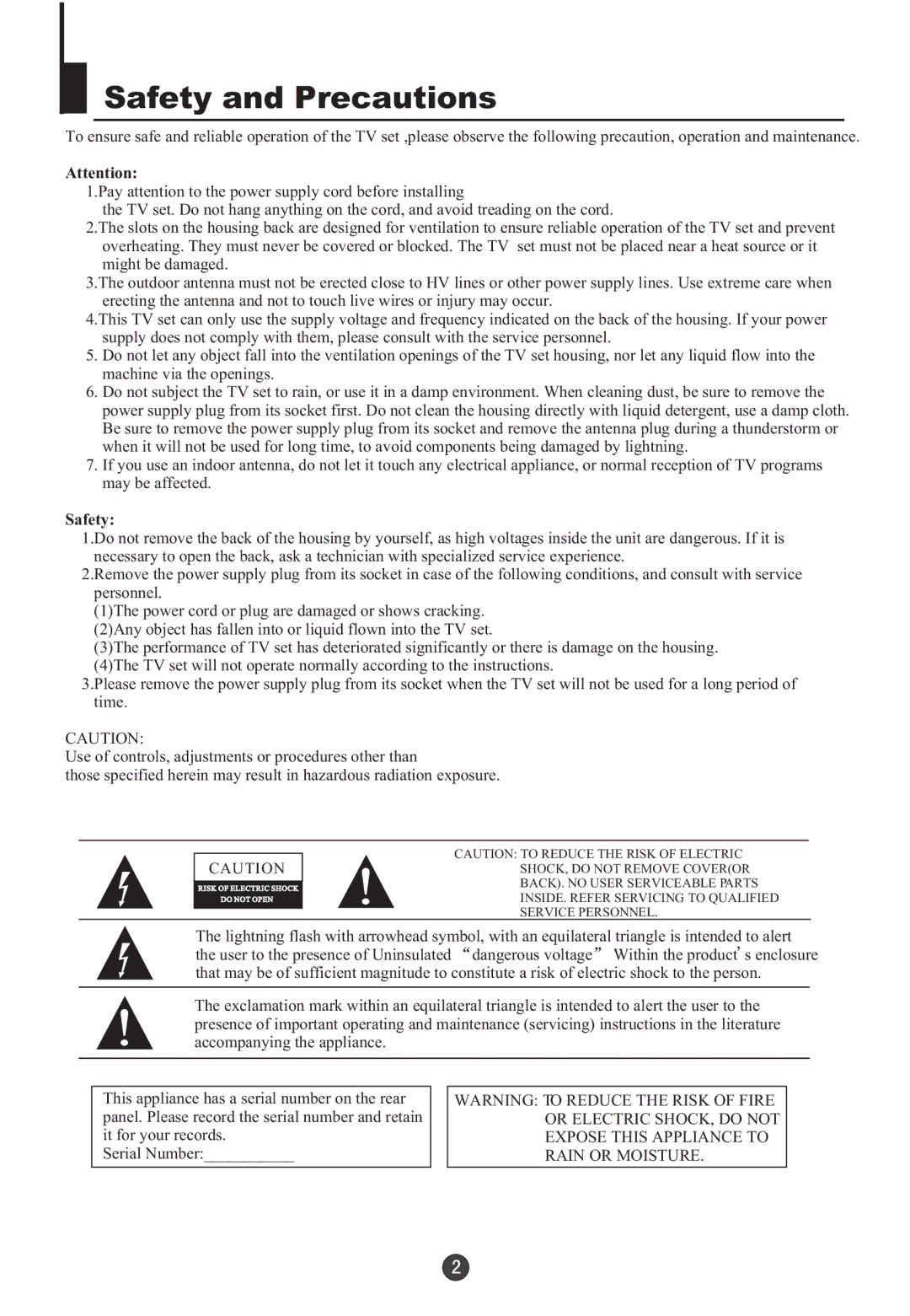 Teac DVTV5190F owner manual Safety and Precautions 