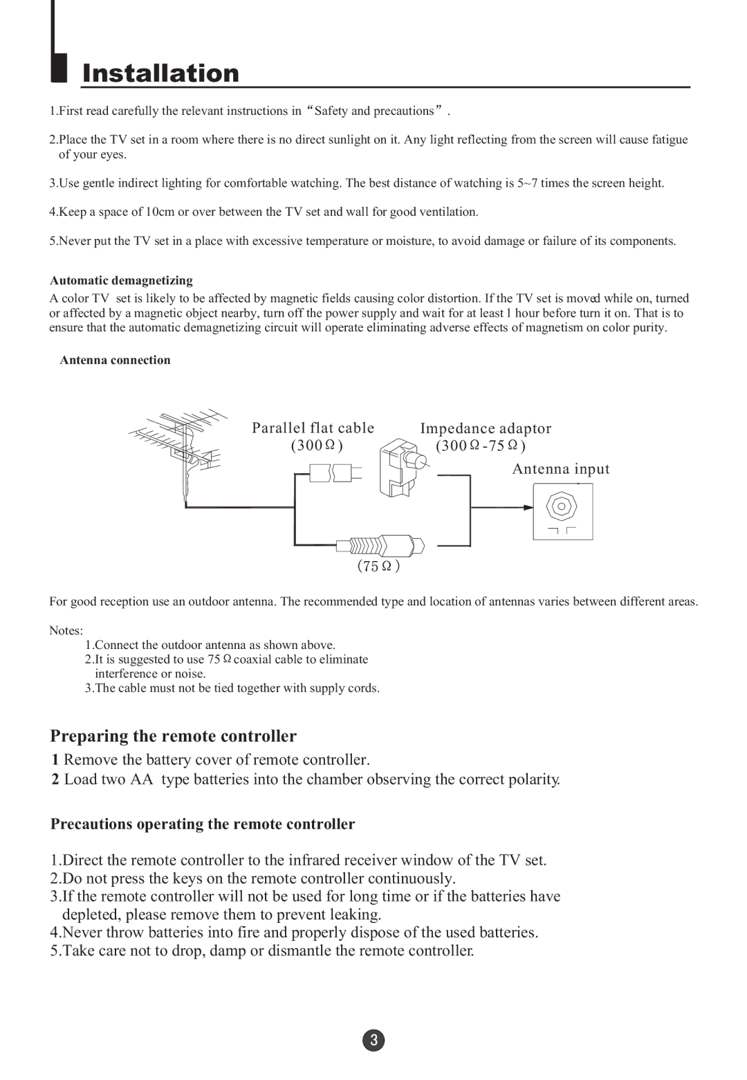 Teac DVTV5190F owner manual Installation 