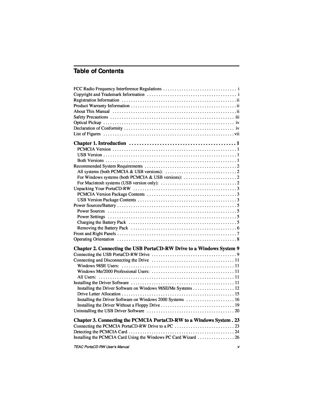 Teac E24E user manual Table of Contents 
