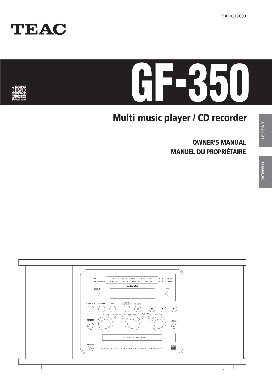 Teac GF-350 owner manual 9A10219000 