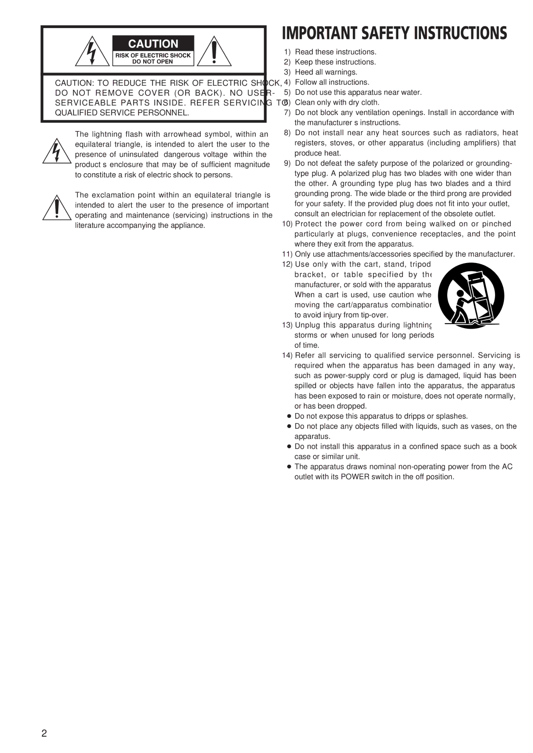 Teac GF-350 owner manual Important Safety Instructions 