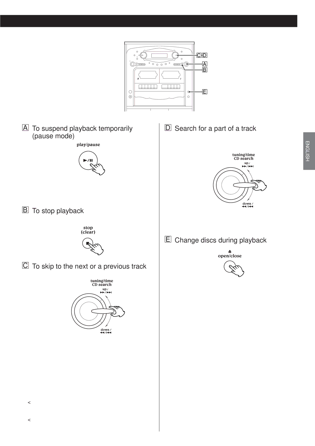 Teac Gf-680 To suspend playback temporarily pause mode, To stop playback, To skip to the next or a previous track 