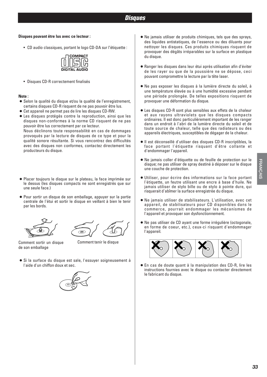 Teac Gf-680 owner manual Disques pouvant être lus avec ce lecteur, Disques CD-R correctement finalisés 