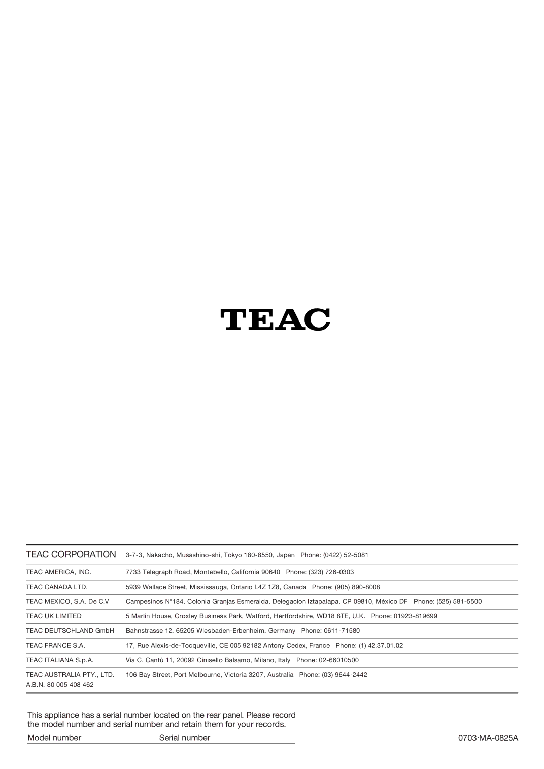 Teac Gf-680 owner manual Teac Corporation 