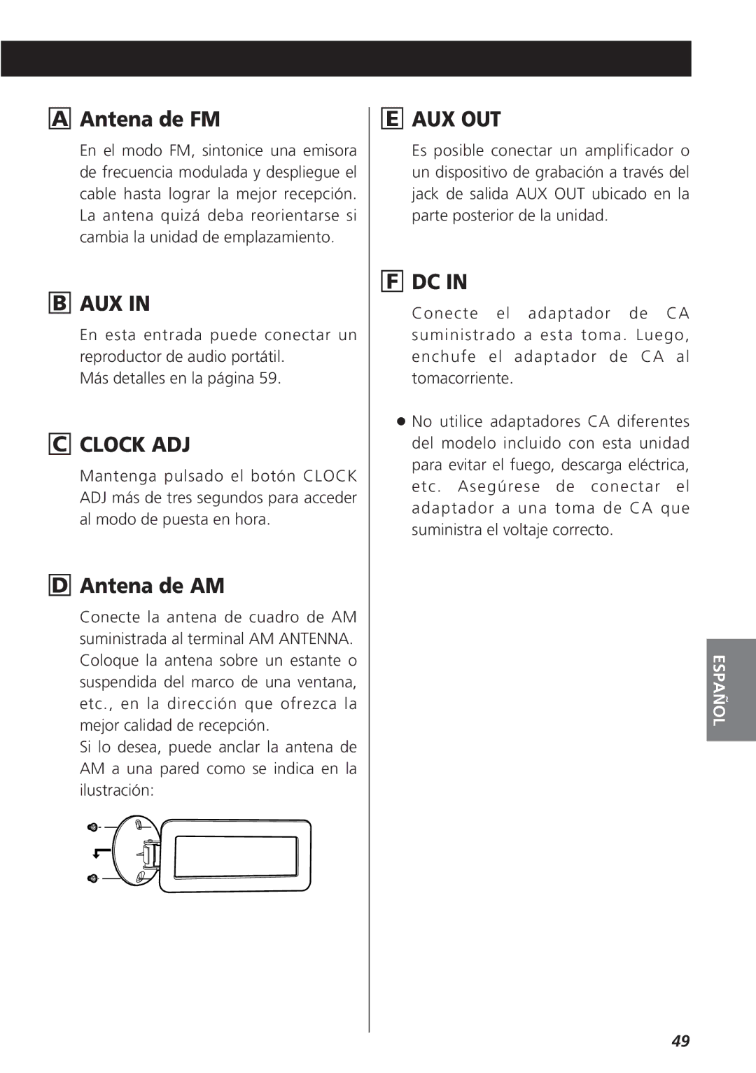 Teac GR-7i owner manual Antena de FM, Antena de AM 