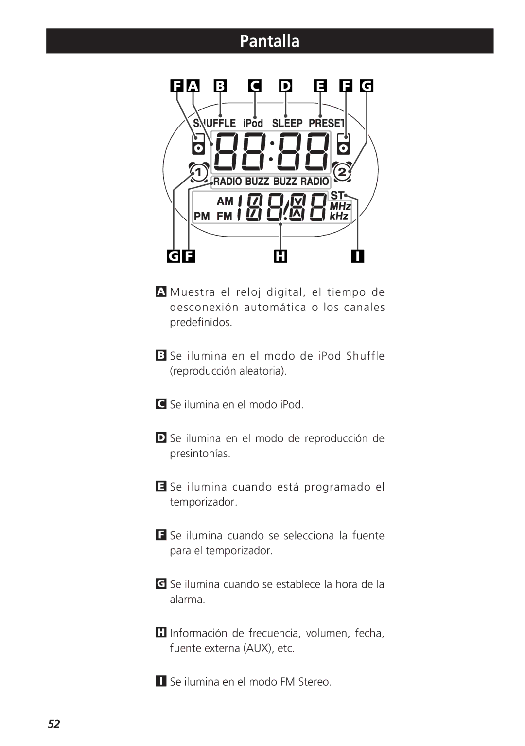 Teac GR-7i owner manual Pantalla 