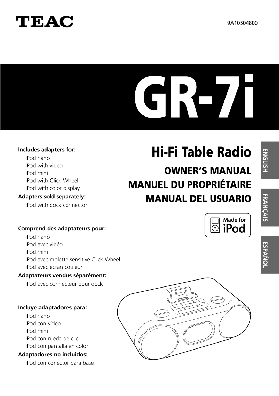 Teac GR-7i owner manual Hi-FiTable Radio 