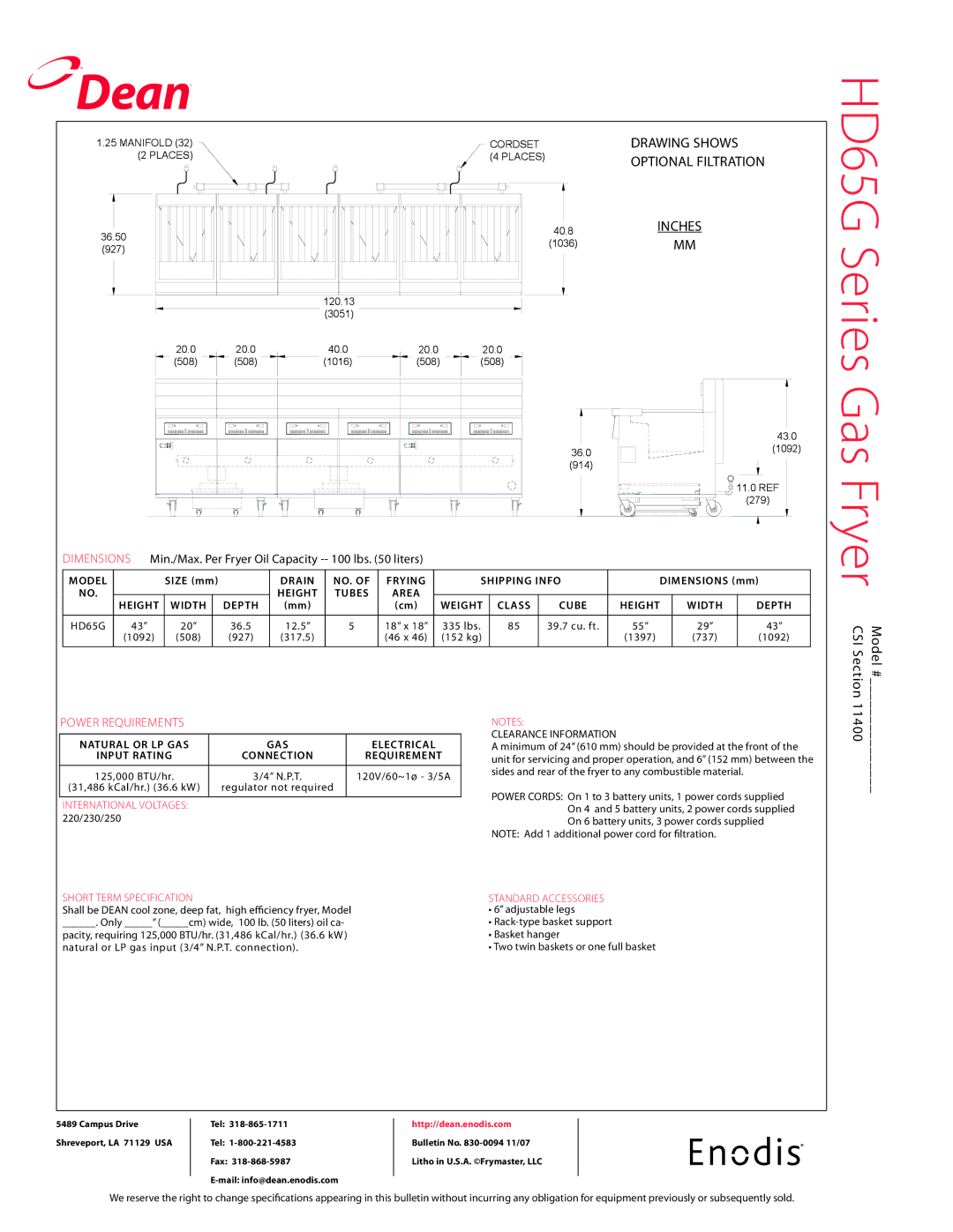 Teac HD65G Series specifications Cordset, Places, Dimension, Clearance Information 