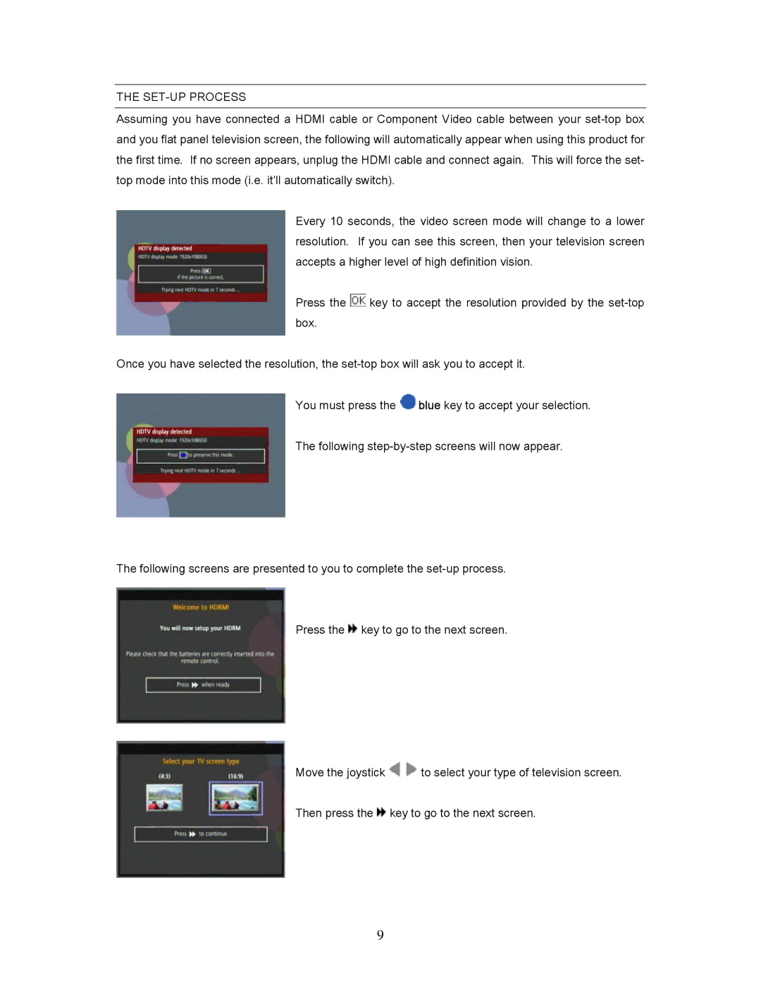 Teac 7250, HDRM user manual SET-UP Process 