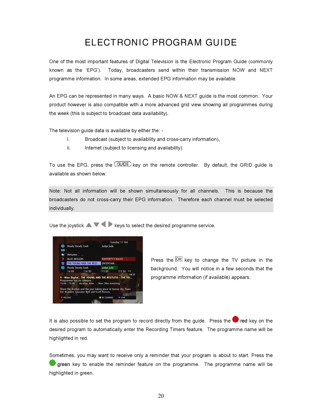 Teac HDRM, 7250 user manual Electronic Program Guide 