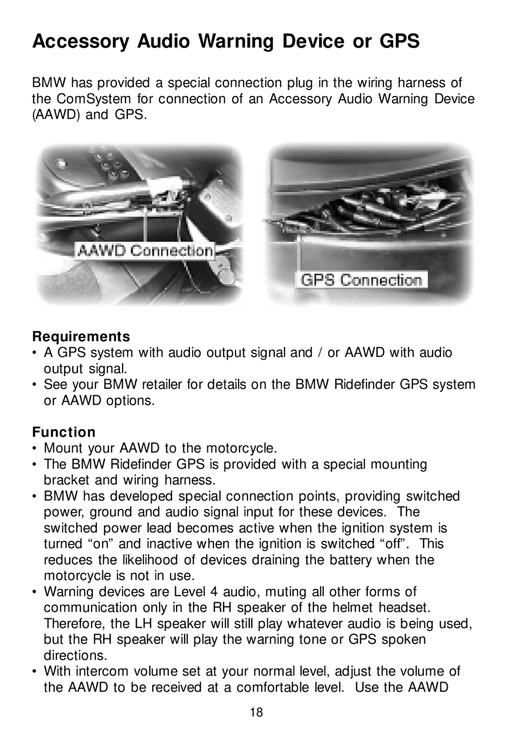 Teac K1200 owner manual Accessory Audio Warning Device or GPS, Requirements 