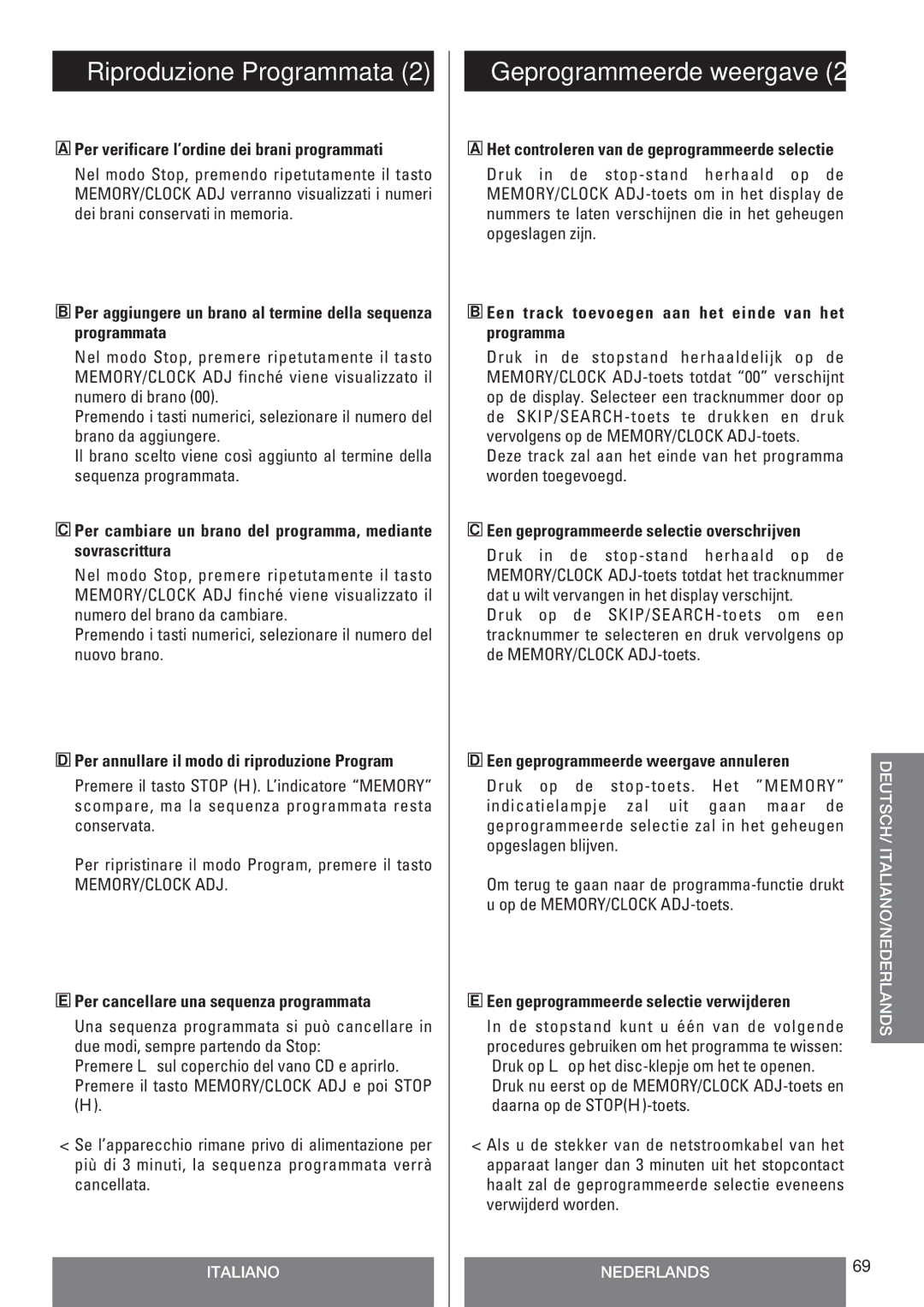 Teac LT-1CD owner manual Per verificare l’ordine dei brani programmati, Per cancellare una sequenza programmata 