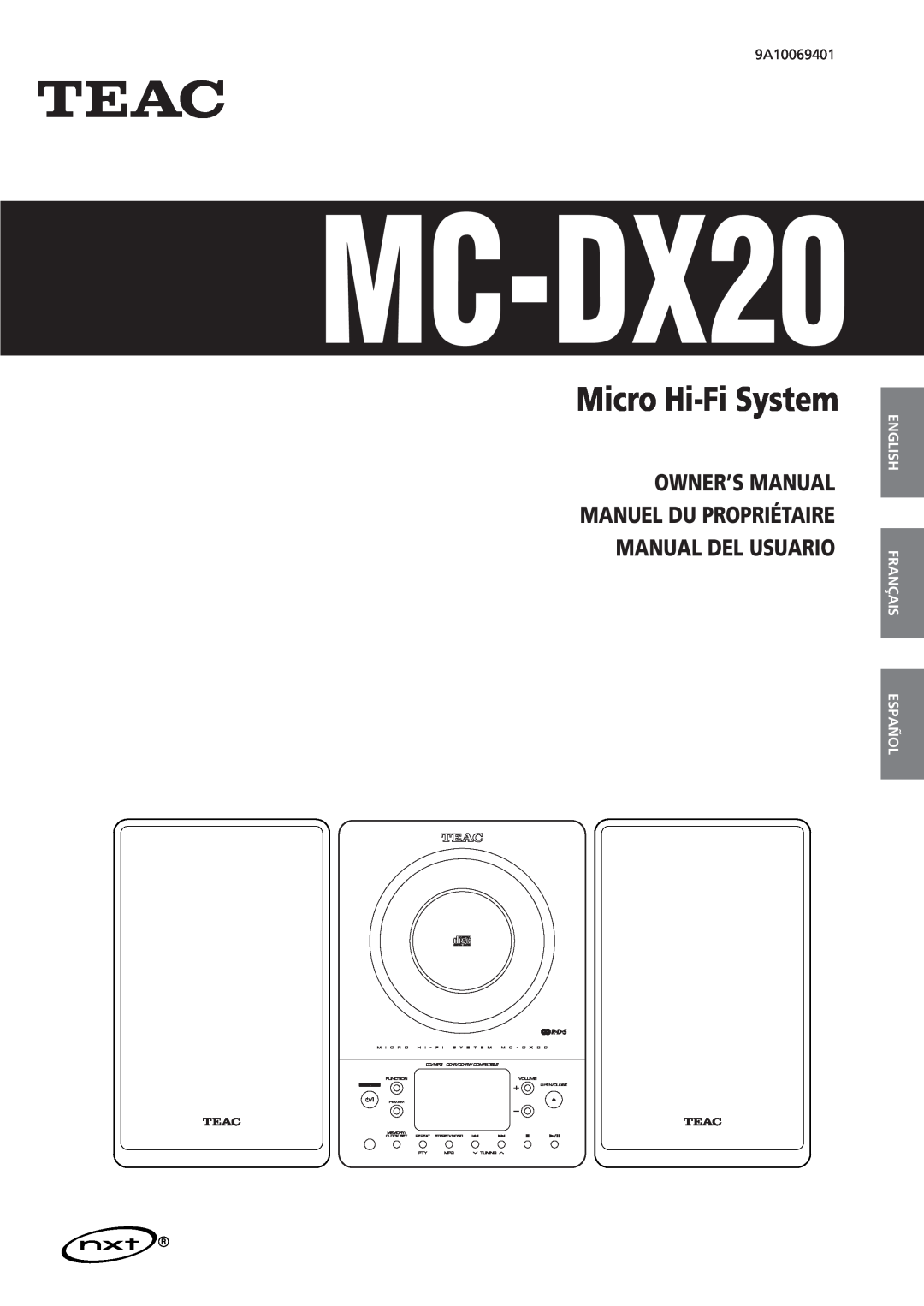 Teac MC-DX20 owner manual Manuel Du Propriétaire, English Français Español, Micro Hi-FiSystem, Manual Del Usuario 