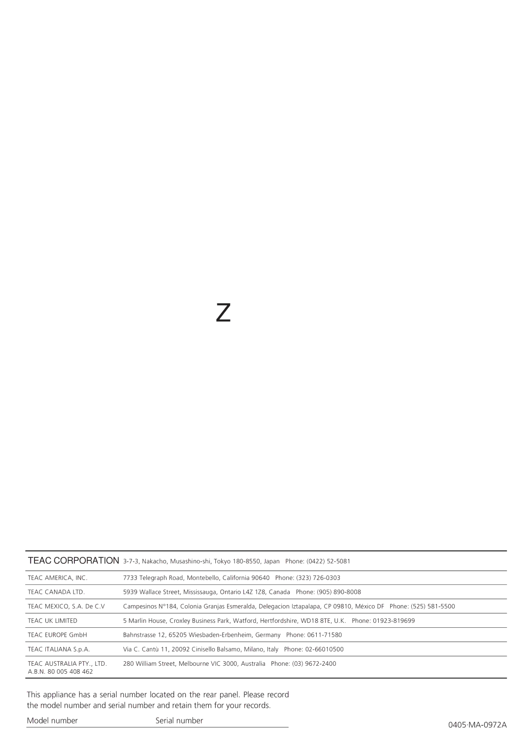 Teac MC-DX25 owner manual Teac Corporation 