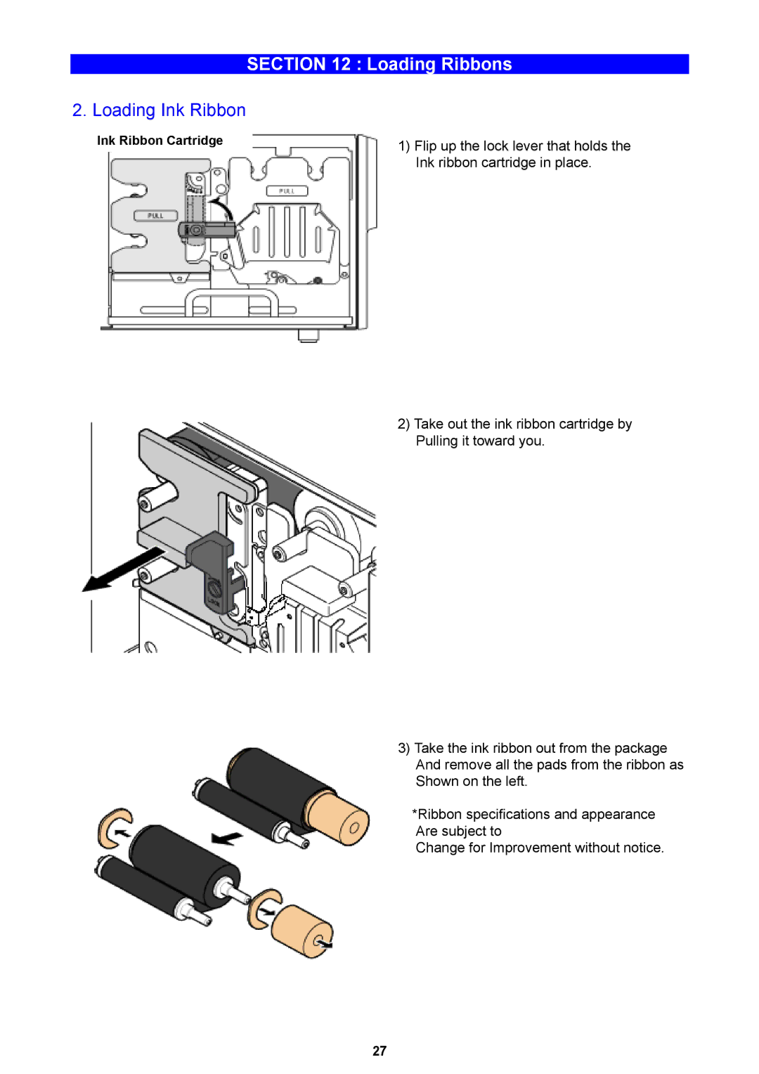 Teac P-55 instruction manual Loading Ink Ribbon 