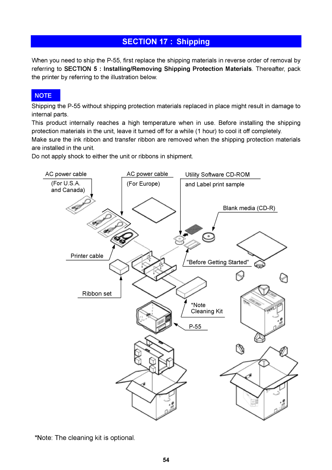 Teac P-55 instruction manual Shipping, Ribbon set 