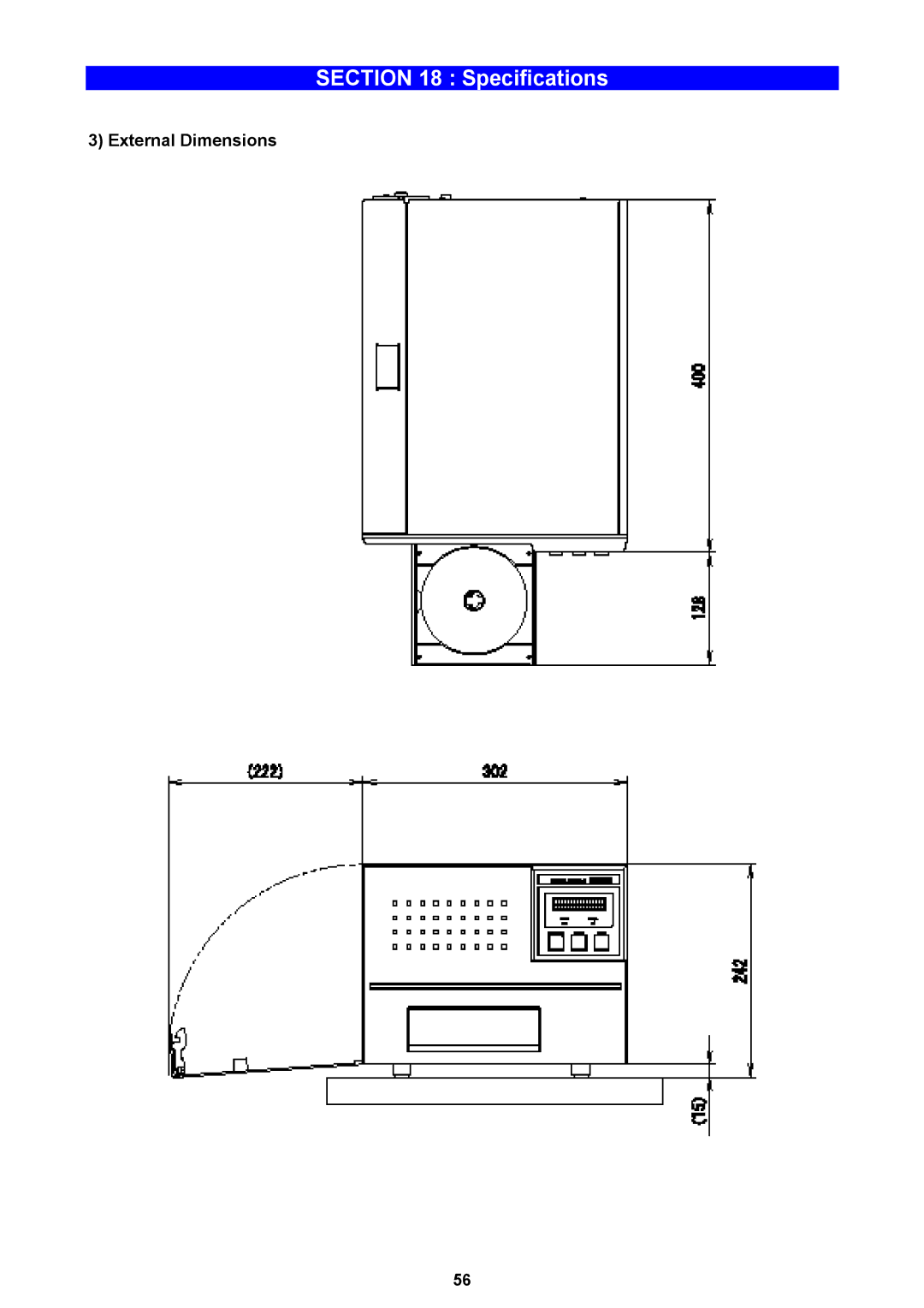 Teac P-55 instruction manual External Dimensions 