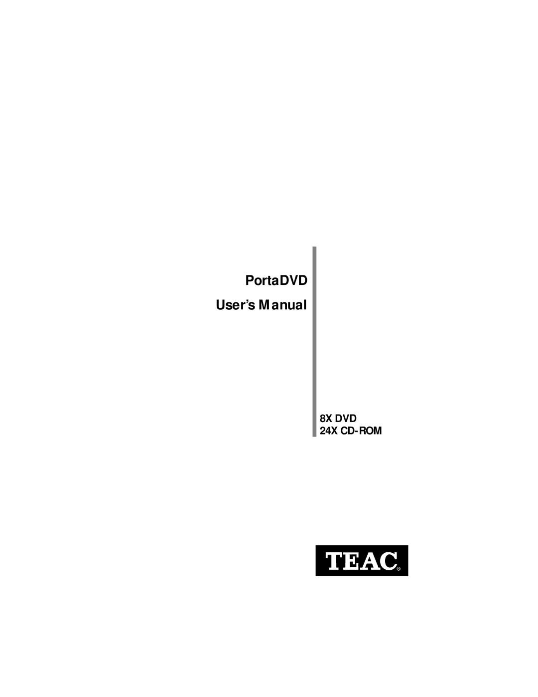 Teac user manual PortaDVD User’s Manual 