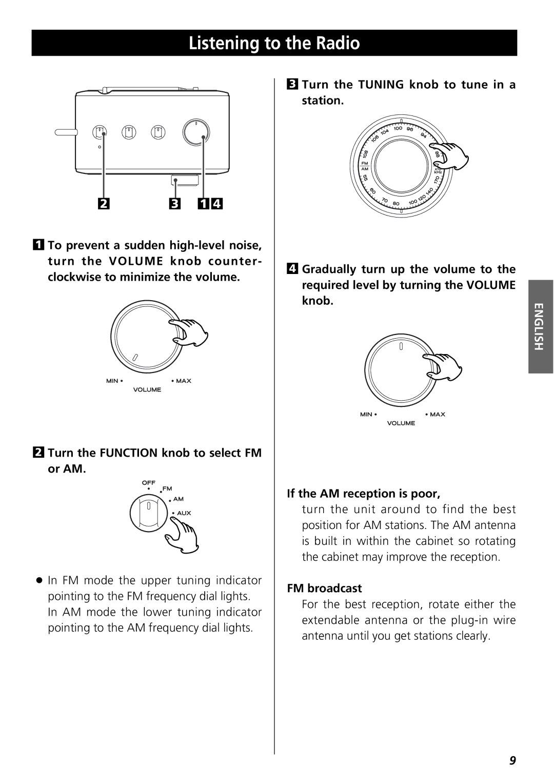 Teac R-1 owner manual Listening to the Radio, FM broadcast 