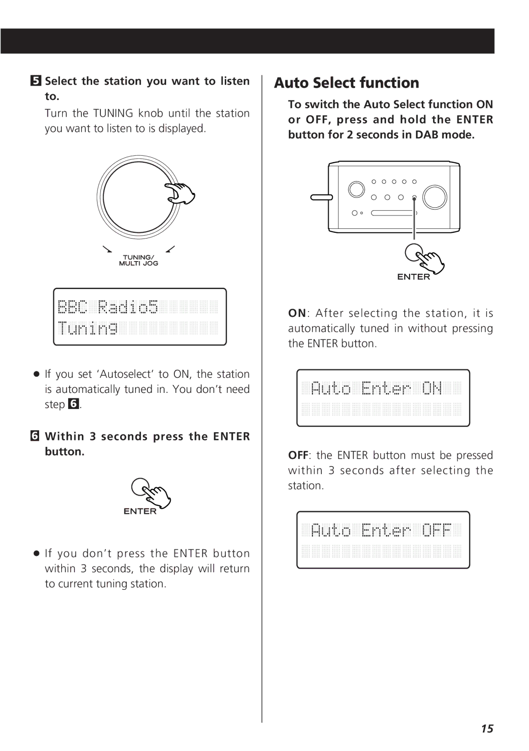 Teac R-3 owner manual Auto Select function 