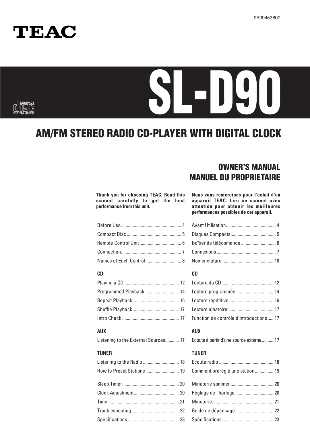 Teac owner manual ? SL-D90 